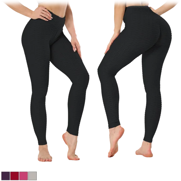 Women's High Waist Textured Butt lifting Slimming Workout Leggings Tights Pants