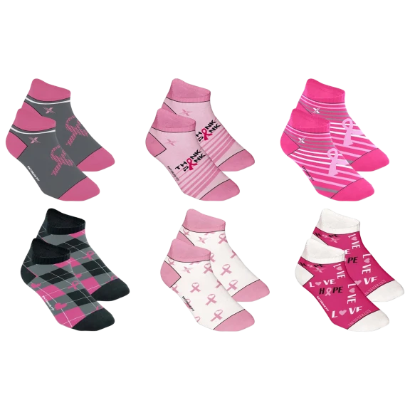 Extreme Fit 6-Pairs: Breast Cancer Awareness Ankle Compression Socks