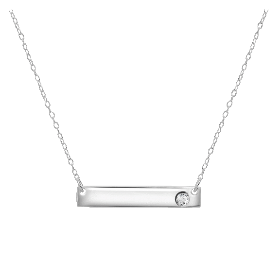 Gemistry Sterling Silver Bar Necklace with Genuine BirthStones