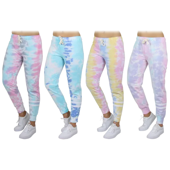 3-Pack: Women's Assorted Tie-Dye Lounge Jogger Pants