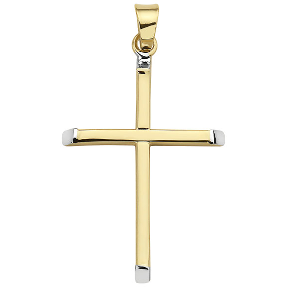 Pori Jewelers 14K Two-Toned Gold Simple Cross Pendant