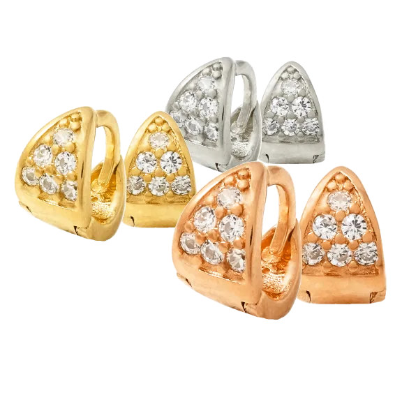 18K White or Yellow or Rose Gold Sterling Silver Huggies