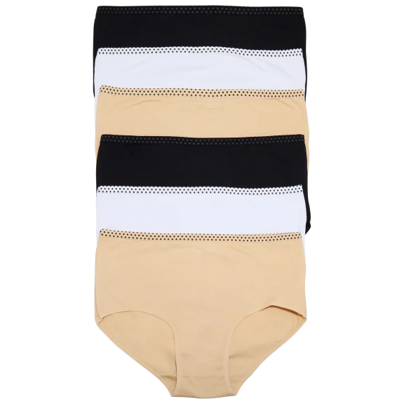 6-Pack: Angelina Cotton Mid-Rise Briefs Panties with Polka Dot Accent