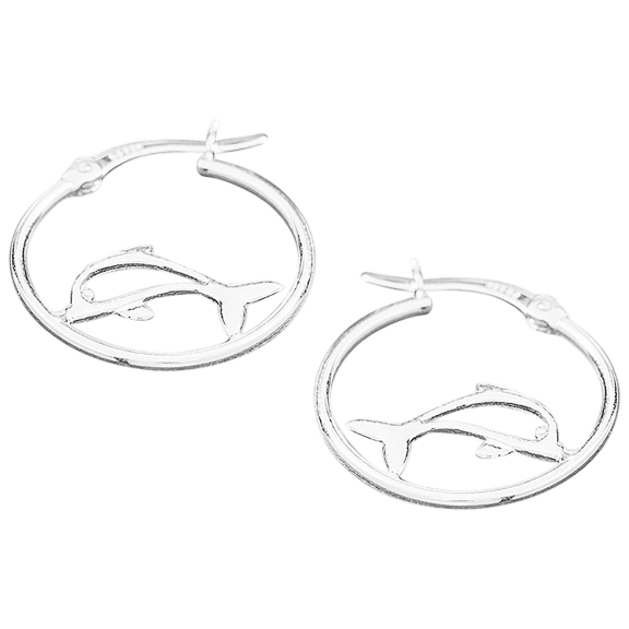 A&M Sterling Silver Dolphin Hoop Earrings
