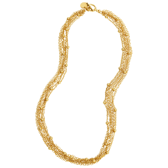 Savvy Cie Multi-Strand Toggle Bead Chain Link Necklace with 18K Gold Plating