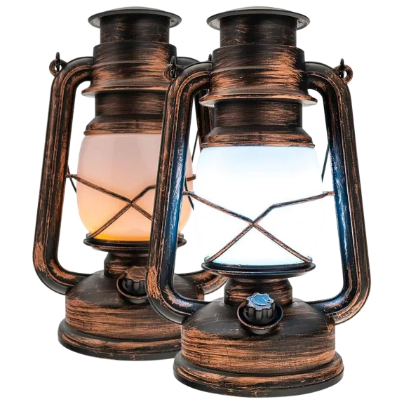 2-Pack: LitezAll Resin Vintage Lantern with Dual Modes and Dimmer