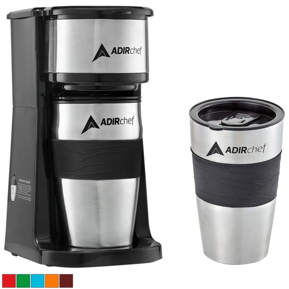 Adirchef Mini Single Serve Coffee Maker With 15 Oz. Travel Mug