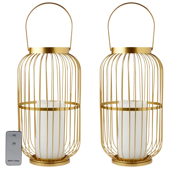 South Street Loft Set-of-2 Metal Oblong Wire Lanterns
