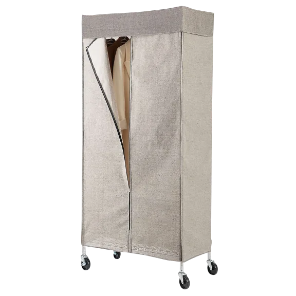 Simply Essential Mobile Garment Rack with Gray Fabric Cover