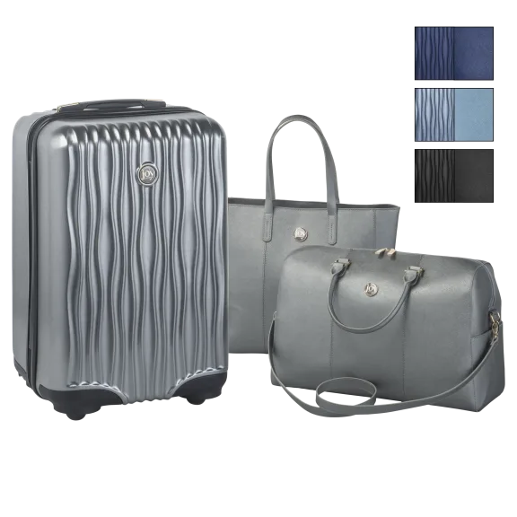 Joy Mangano Metallic 3-Piece Luggage Set