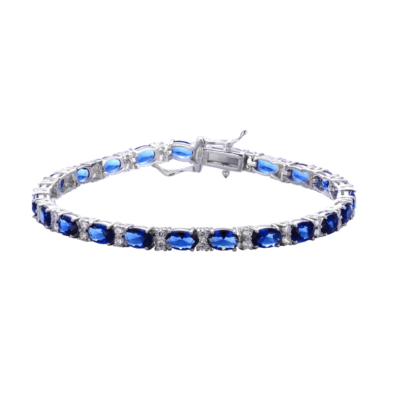 Genevive Sapphire Blue Cubic Zirconia Bracelet