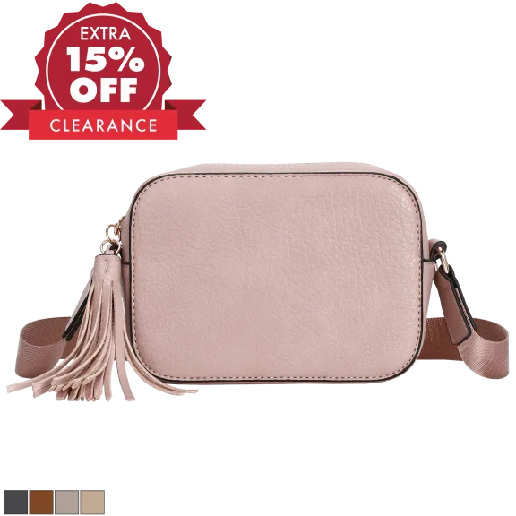 La Terre Vegan Leather Tassel Zip Pull Camera Crossbody