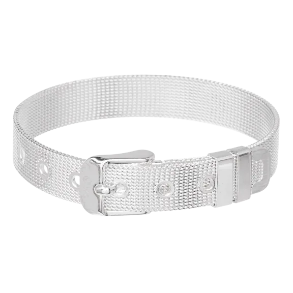Hollywood Sensation's Belt Buckle Mesh .925 Sterling Silver Plated Bracelet