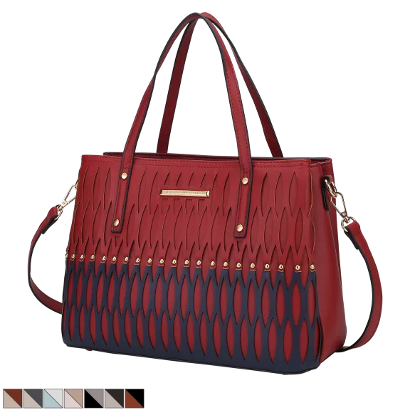 MKF Collection Quinn Triple Compartment Color Block Tote Bag