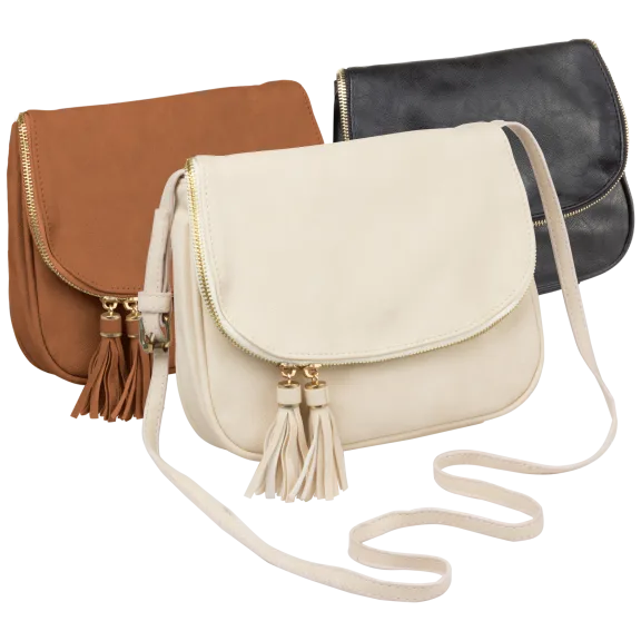 XIX Tassel Shoulder Bag with Multiple Pockets