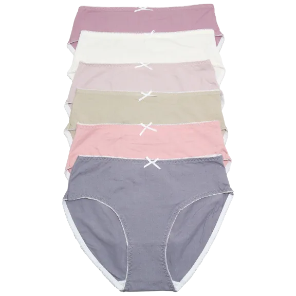 6-Pack: Angelina Cotton Hiphugger Panties with Cable Knit Design