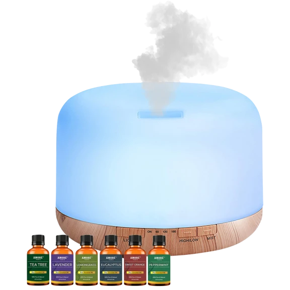 Amore Paris 5-in-1 Premium Ultrasonic Aromatherapy Diffuser with Essential Oils