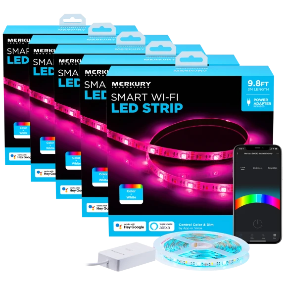 5-Pack: Merkury Innovations Smart Wi-Fi LED Strips