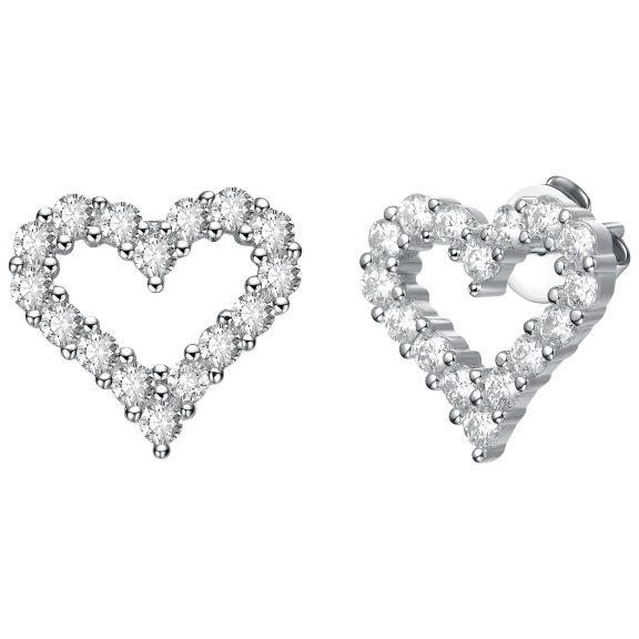 Stella Valentino 1.0 Carat TW Moissanite French Pave Heart Halo Stud Earrings