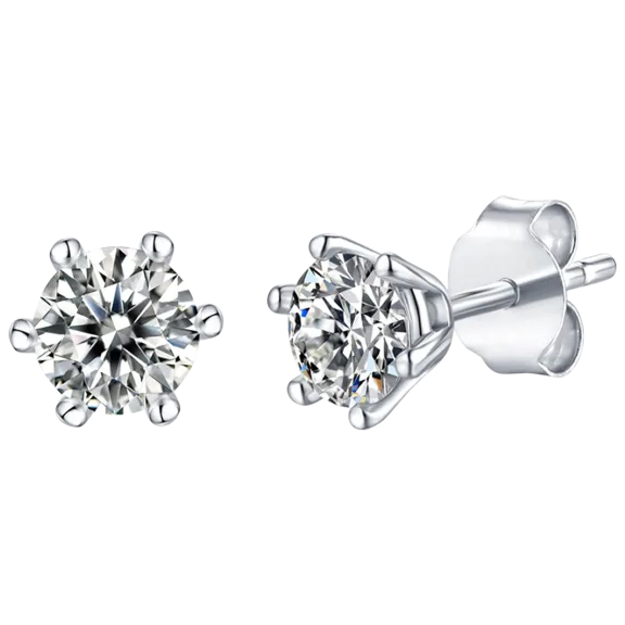 Stella Valentino Moissanite Round Solitaire Stud Earrings
