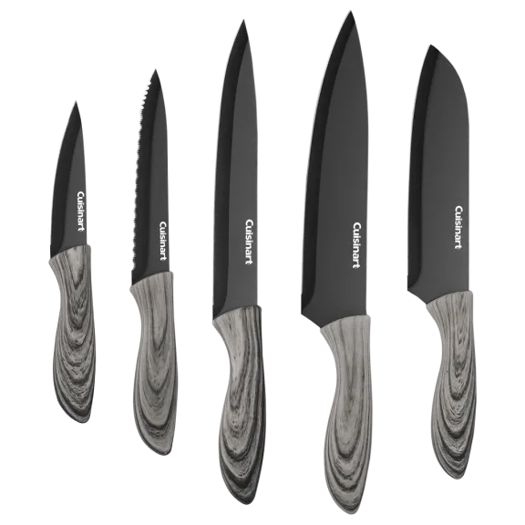 Cuisinart 10-Piece Ceramic Coated Knife Set with Faux Wood Handles