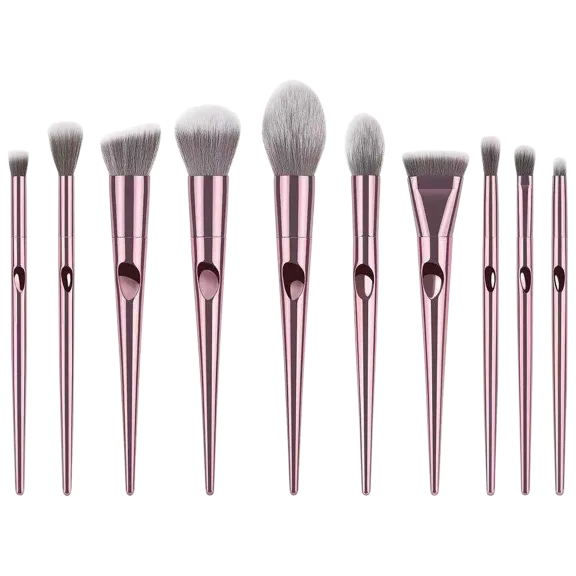 Miley Cosmetics 10-Piece: Metallic Premium Cosmetic Makeup Brushes Set
