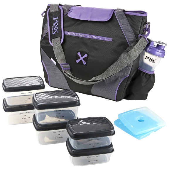 Fit & Fresh Jaxx FitPak Gym/Meal Prep Bag with 6-Pc Food Storage Set