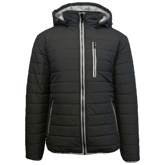 Men's Puffer Bubble Jacket with Contrast Color Trim Design