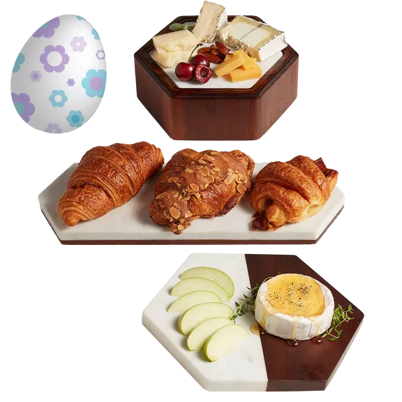 Libbey Urban Story 3-Piece Wood and Marble Tray and Bowl Starter Set