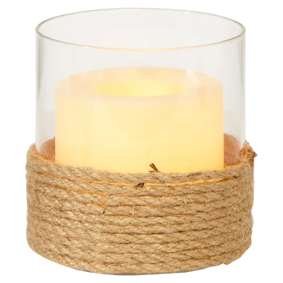 Sterno Home Glass Jute Flameless Candle