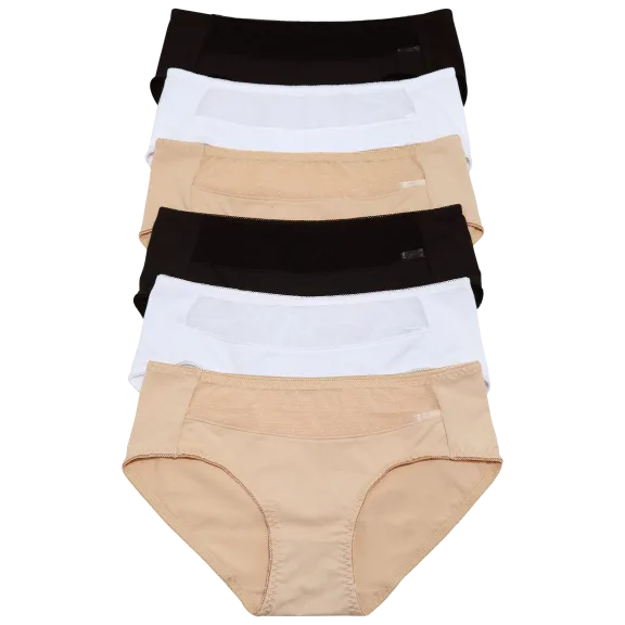 6-Pack: Angelina Cotton Hiphuggers with Polka Dot Mesh Lace