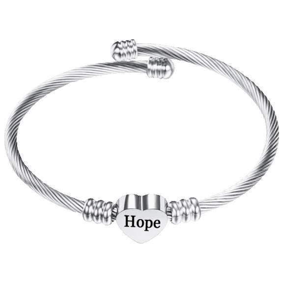 Golden NYC Jewelry Heart Cable Bracelet in Stainless Steel - Encouragement