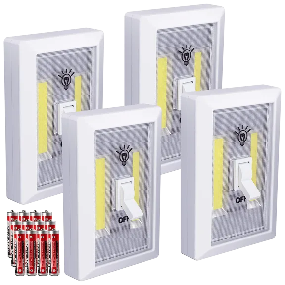 4-Pack: Boundary Stick-On Wireless LED Light Switches with Batteries Included