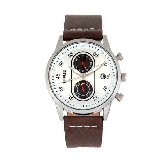 Breed Andreas Leather-Band Watch with Date Display