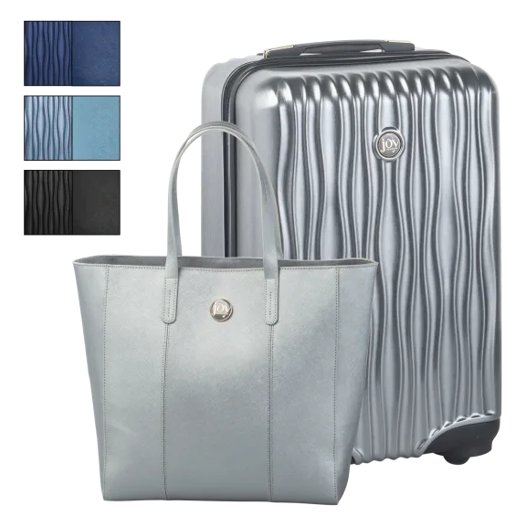 Joy Mangano Hardside Carry-On Luggage & Metallic Leather Tote