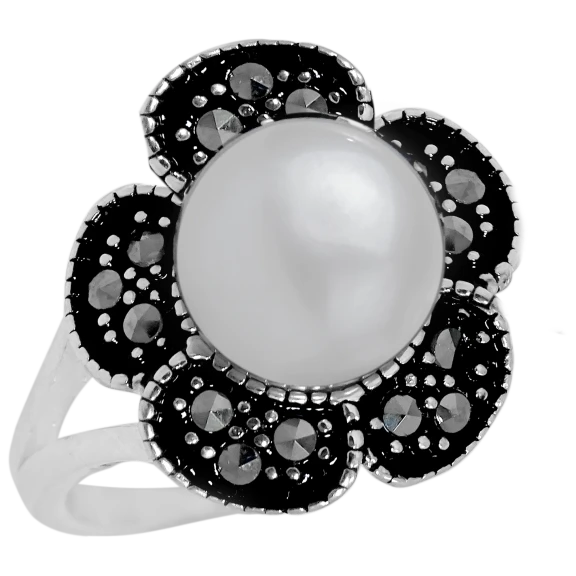 Pearl and Marcasite Ring