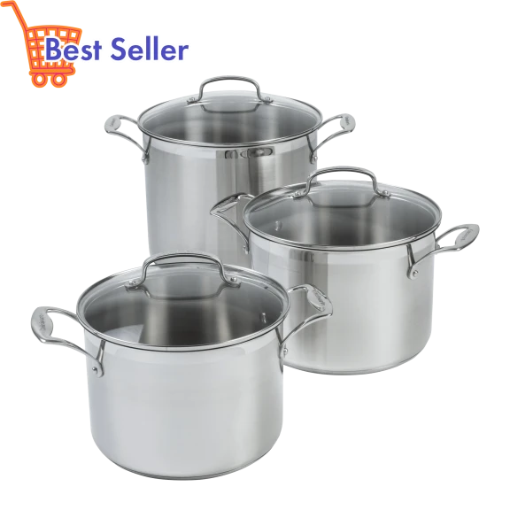 Cuisinart Classic 6-Piece Brushed Stainless Steel Stock Pot Set