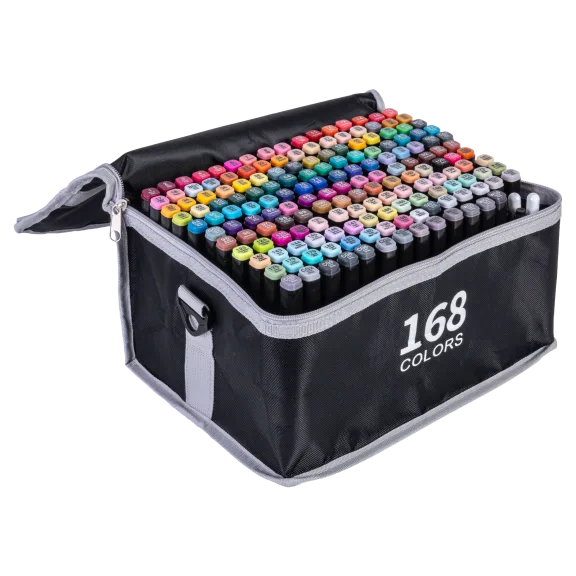 MMFB Arts & Crafts 168-Piece Colors Dual Tip Artist Markers with Travel Case