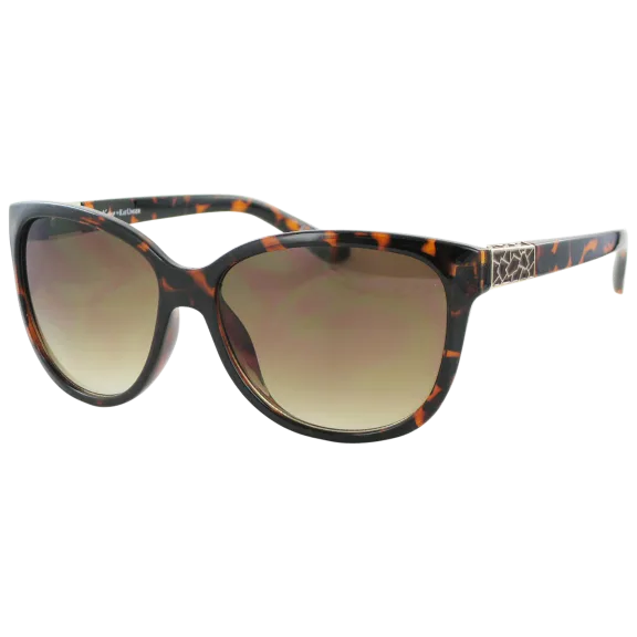 Kay Unger Tortoise Modified Wayfarer Frames With Gradient Brown Lenses