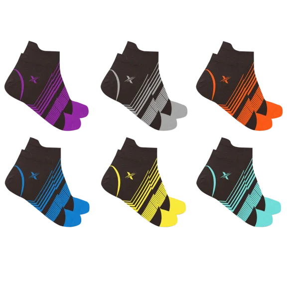 6-Pack: Extreme Fit Ultra V-Striped Ankle Compression Socks