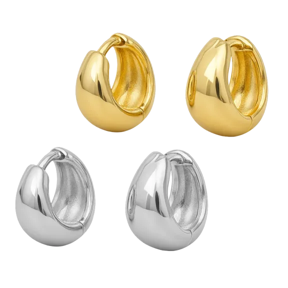 Hollywood Sensation Elena Bold Dome Huggie Hoop Earrings