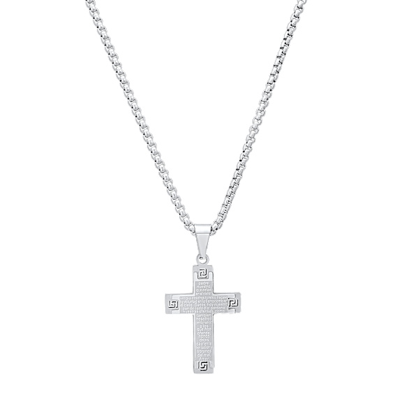 Iron Saints Lord's Prayer Engraved Cross Necklace