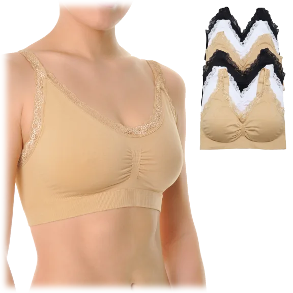 6-Pack: Angelina Seamless U-Back Bralette with Adjustable Straps