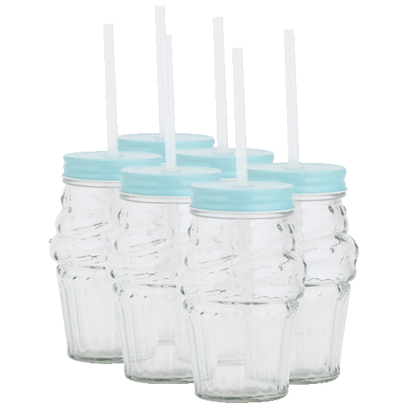 6-Pack: Amici Home Glass Jar Cups with Straw