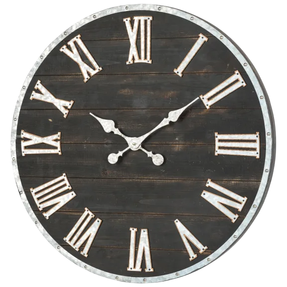Glitzhome Oversized Farmhouse Wooden & Galvanized Wall Clock