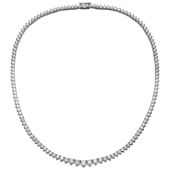 Genevive CZ Graduated Tennis Chain Necklace in White Gold Plated Finish