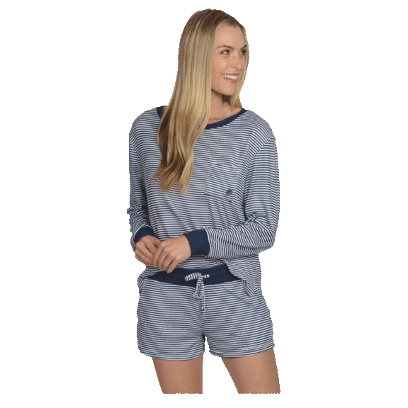 Born Hacci Long Sleeve Pocket Crew and Short Set Pajamas