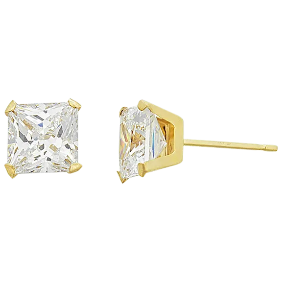Decadence 14K Yellow Gold 6x6mm Square Solitaire Stud Earrings