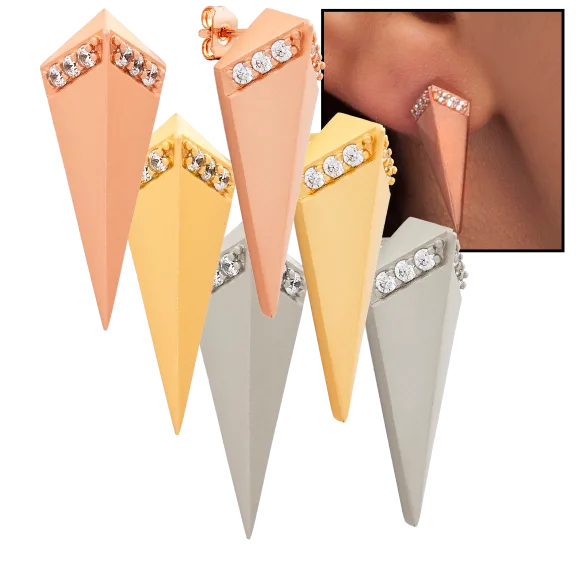Sole du Soleil Jewelry Lupine 18k Gold Plated Satin Finish Prism Earrings
