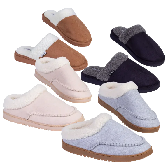 Born Ladies' Moccasins or Men's Faux Suede and Sherpa Scuff Slippers